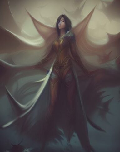 A woman standing in front of a bunch of bats