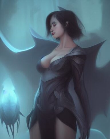 A woman standing in front of a bunch of bats