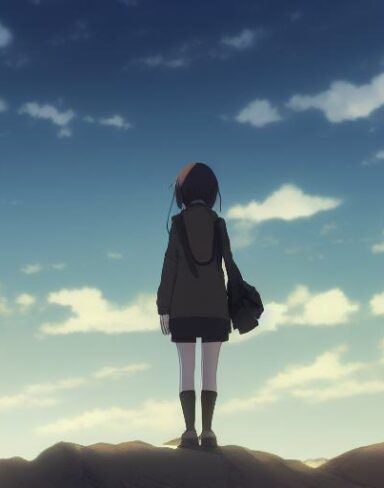 A woman standing in front of a sky
