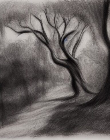 Black and white drawing of tree