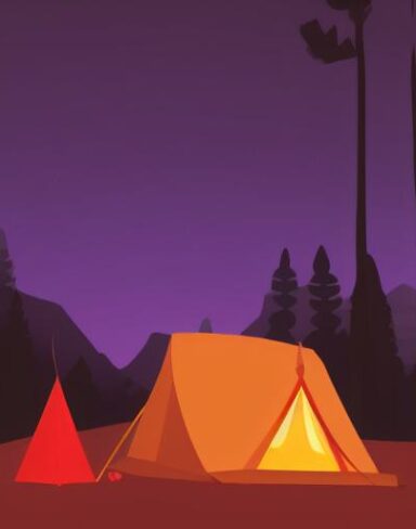 Camp in the nature at night