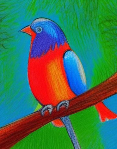 Colorful bird on a branch of tree