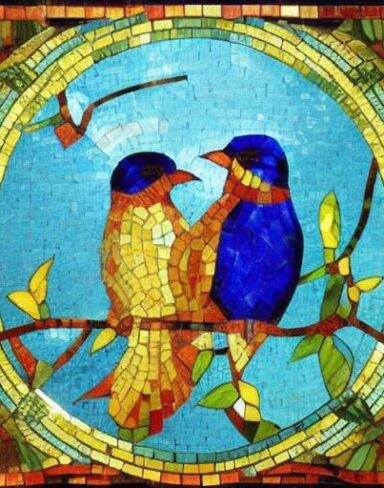 Couple of birds sitting on top of a tree branch