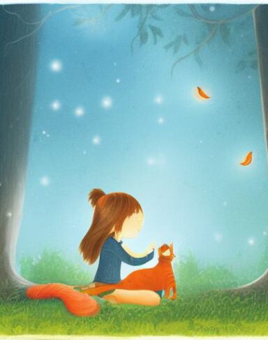 Girl sitting next to a cat