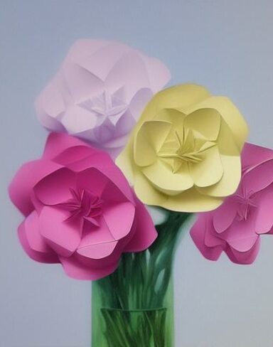 Paper flowers in a vase