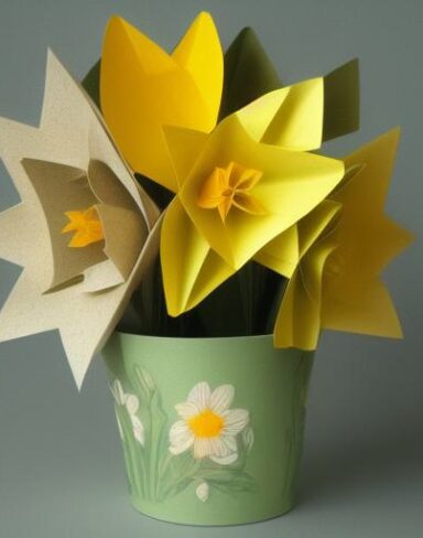 Paper flowers inside a pot