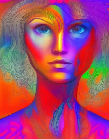 Psychedelic painting of a woman