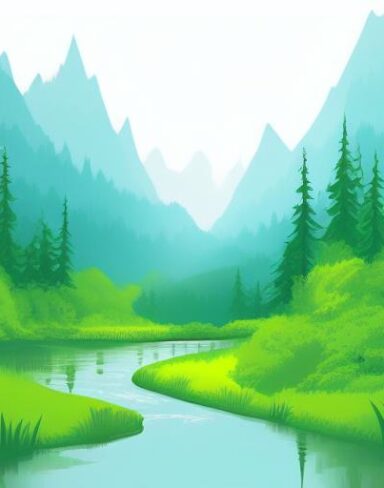 River running through a green forest