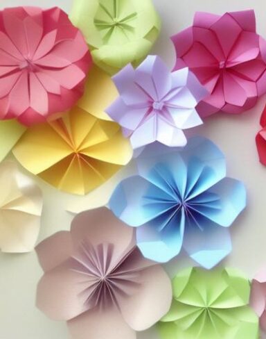 Some paper flowers in many colors