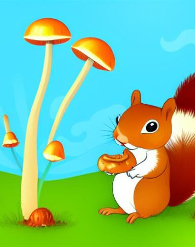 Squirrel and the mushrooms