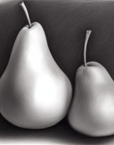 The art drawing of a pear and an apple