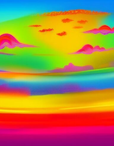 The painting of a colorful landscape