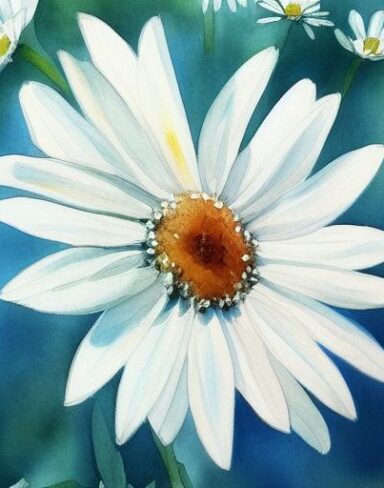The painting of white daisies