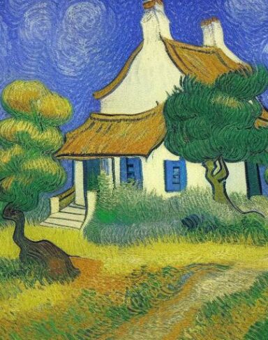 Van gogh painting of a house in a garden