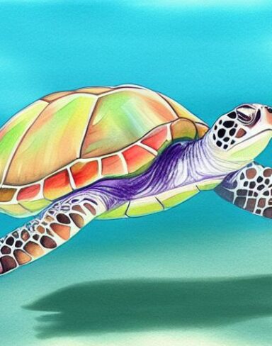 Watercolor drawing of a sea turtle