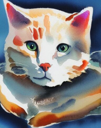 Watercolor painting of the cat