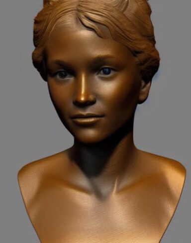 A bronze bust of a girl