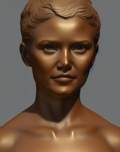 A bronze bust of girl