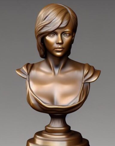 A bronze bust of young lady