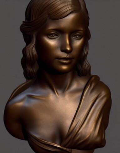 A bronze bust of young lady