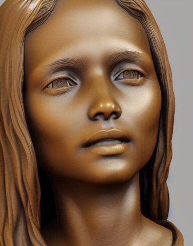 A bronze bust of young lady