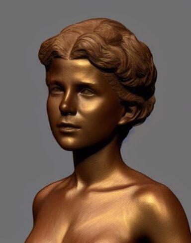 A bronze bust of young lady