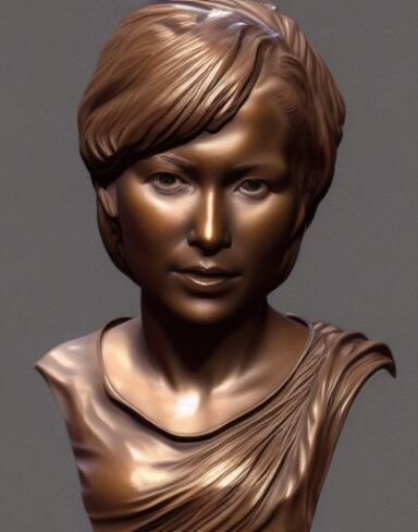 A bronze bust of young lady