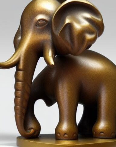 A bronze elephant statue