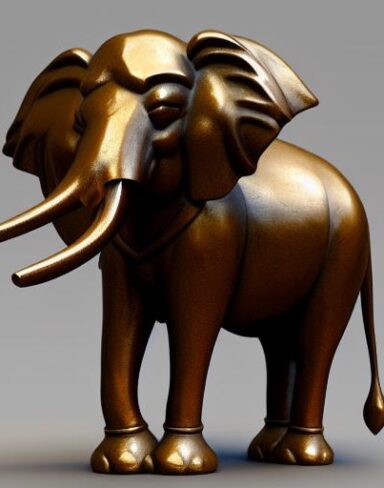 A bronze elephant statue