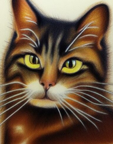 A cat by crayon