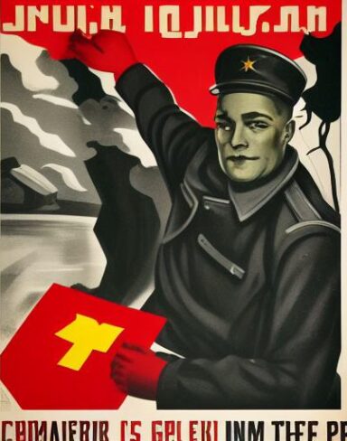 A communist propaganda poster of man