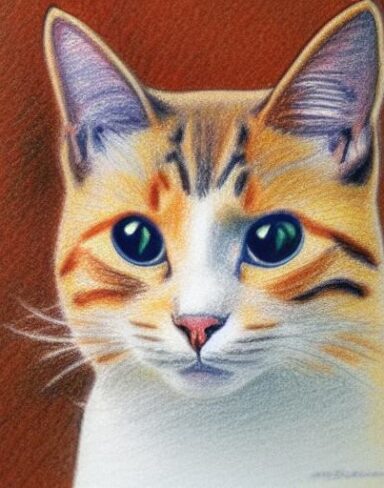 A crayon drawing of a cat