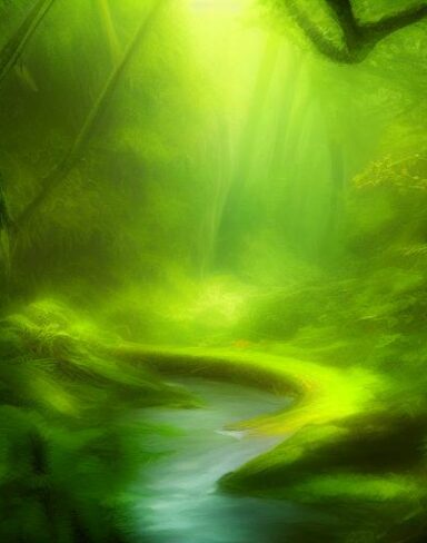 A curve stream running through a forest