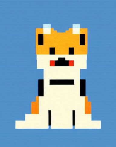 A cute puppy sitting in front of a blue background