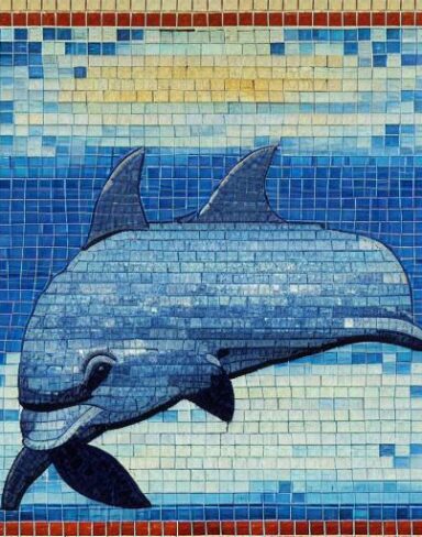 A dolphin swimming in the marine ocean inspired by Charles Ginner