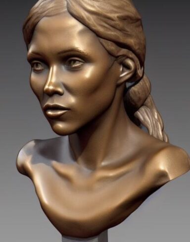 A girl bronze bust sculpture