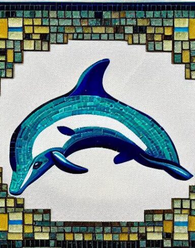 A mosaic of a dolphin inspired by Charles Ginner