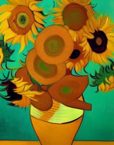 A painting of sunflowers