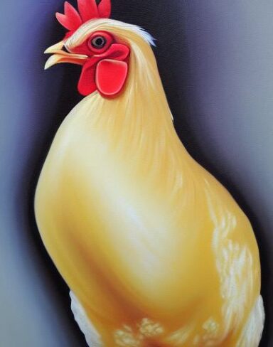 A painting of the hen
