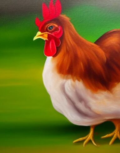 A painting of the hen