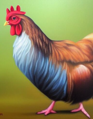A painting of the hen animal