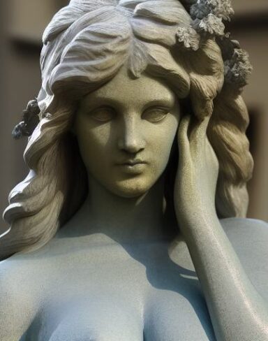 A statue of a woman in cothes