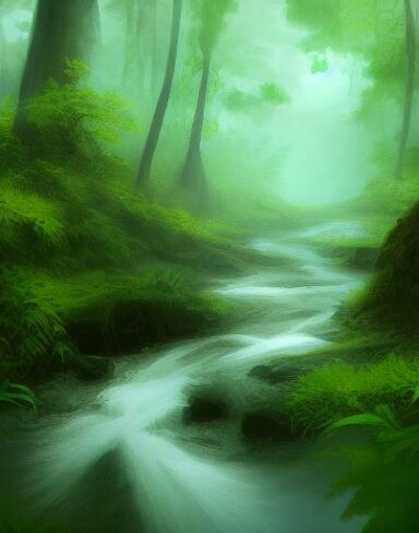 A stream running through forest