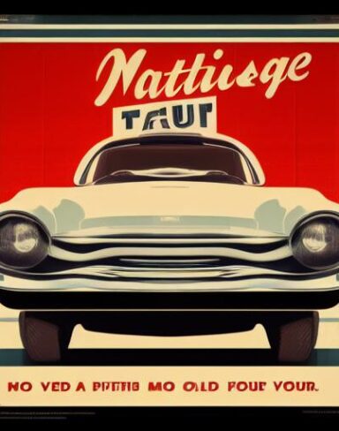 A vintage poster advertising car