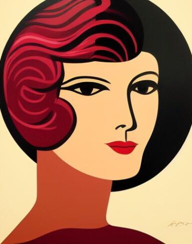 An art deco poster of woman face