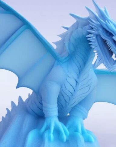 An ice sculpture of a ice dragon