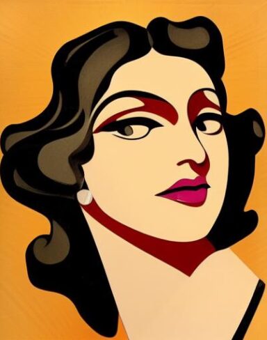 Art deco poster with a woman face