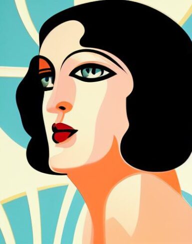 Art deco poster with a woman face