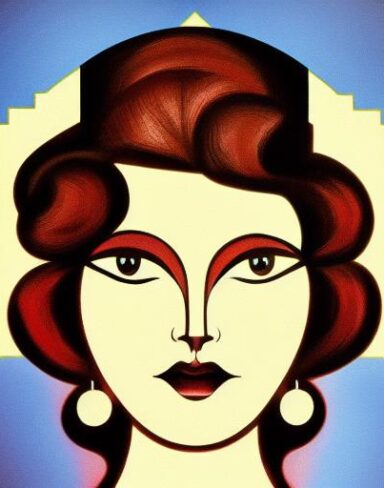 Art deco poster with woman face