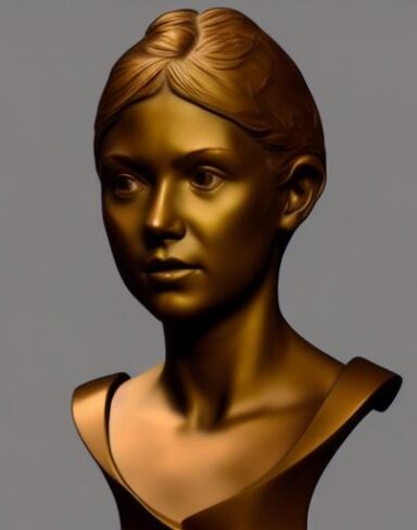 Bronze bust of one young lady